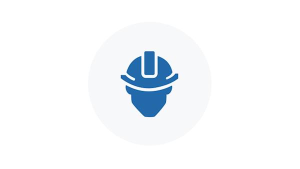 Blue Icon of a Person in a Hard Hat